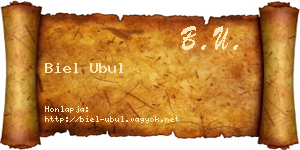 Biel Ubul névjegykártya